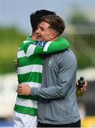 23 July 2017; David Webster, left, celebrates with Shamrock Rovers team-mate Ronan Finn following their victory in the SSE Airtricity League Premier Division match between Dundalk and Shamrock Rovers at Oriel Park in Dundalk, Co. Louth. Photo by Ramsey Cardy/Sportsfile