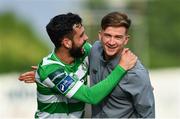 23 July 2017; David Webster, left, celebrates with Shamrock Rovers team-mate Ronan Finn following their victory in the SSE Airtricity League Premier Division match between Dundalk and Shamrock Rovers at Oriel Park in Dundalk, Co. Louth. Photo by Ramsey Cardy/Sportsfile