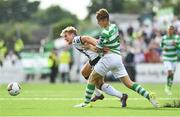 23 July 2017; John Mountney of Dundalk is tackled by Luke Byrne of Shamrock Rovers during the SSE Airtricity League Premier Division match between Dundalk and Shamrock Rovers at Oriel Park in Dundalk, Co. Louth. Photo by Ramsey Cardy/Sportsfile