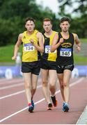 23 July 2017; Eventual winner Joseph Mooney, left, Adamstown AC, Co. Wexford, with second place finisher, Niall Prendiville, right, Farranfore Maine Valley AC, Co. Kerry, and third place finisher, Nicholas Dunphy, centre, Kilkenny City Harriers AC, during the Men's 10000m Walk event, at the Irish Life Health National Senior Track & Field Championships – Day 2 at Morton Stadium in Santry, Co. Dublin. Photo by Tomás Greally/Sportsfile