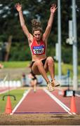 23 July 2017; Saragh Buggy, St. Abbans AC, Co. Laois, winner of the Women's Long Jump event, with a jump of 5.87m, during the Irish Life Health National Senior Track & Field Championships – Day 2 at Morton Stadium in Santry, Co. Dublin. Photo by Tomás Greally/Sportsfile