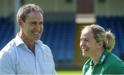 24 July 2017; Ireland head coach Tom Tierney and team captain Niamh Briggs during the Ireland Women's Rugby World Cup Squad Announcement at the UCD Bowl, in Belfield, Dublin. Photo by Piaras Ó Mídheach/Sportsfile