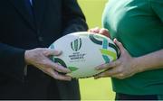 24 July 2017; A general view of a rugby ball during the Ireland Women's Rugby World Cup Squad Announcement at the UCD Bowl, in Belfield, Dublin. Photo by Piaras Ó Mídheach/Sportsfile