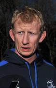 26 March 2012; Leinster's Leo Cullen speaking to the media during a press conference ahead of their Celtic League match against Munster on Saturday. Leinster Rugby Squad Press Conference, UCD, Belfield, Dublin. Picture credit: Barry Cregg / SPORTSFILE