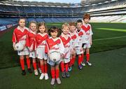 27 March 2012; In attendance at the national launch of the 2012 Kellogg’s GAA Cúl Camps are, Caoimhe McGarry, age 8,Allen Gaels, Drumshanbo, Niamh Morahan, age 8, Allen Gaels Drumshanbo, Eabha Last, age 9, Kilanerin GAA Club, Wexford, Rhiannon Campbell, age 6, Dublin 7 Educate Together N.S., Jack Sullivan, age 6, from Howth, Matthew Ryan, age 11, Faughs GAA Club, Templeogue, Conor Sullivan, age 10, Kilmacud Crokes, Dublin, and Daniel Ryan, age 9, Faughs GAA Club, Templeogue. Croke Park, Dublin Picture credit: Brian Lawless / SPORTSFILE