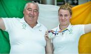 24 July 2017; Team Ireland athlete Noelle Lenihan, who won silver in the F38 Discus, pictured with her father Jim Lenihan, during the Homecoming of the Irish Team from the World Para Athletics Championships in London at Dublin Airport. Photo by Sam Barnes/Sportsfile