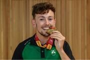 24 July 2017; Pictured is John Fitzsimons, who won bronze in the men’s 800m, at the homecoming of the Irish Team from the European Athletics Under-20 Championships in Italy at Dublin Airport.  Photo by Sam Barnes/Sportsfile