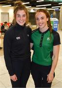 24 July 2017; Team Ireland athletes Kate O'Connor left, and Elizabeth Morland pictured at the homecoming of the Irish Team from the European Athletics Under-20 Championships in Italy at Dublin Airport. Photo by Sam Barnes/Sportsfile