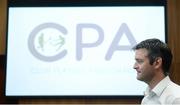 25 July 2017; Derek Kavanagh, Football Fixtures Coordinator, Club Players Association, after a Club Players Association Press Conference as the CPA unveil a national fixture plan and call out for the GAA to set April aside for club activity only at the Campus Conference Centre, National Sports Campus, Abbotstown, in Dublin. Photo by Piaras Ó Mídheach/Sportsfile