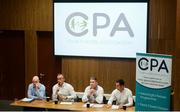 25 July 2017; In attendance are CPA executive members, from left, Michael Higgins, National Registration Coordinator, Anthony Moyles, Treasurer, Michéal Briody, Chairman, and Aaron Kernan, Grassroots Coordinator, during a Club Players Association Press Conference as the CPA unveil a national fixture plan and call out for the GAA to set April aside for club activity only. Campus Conference Centre, National Sports Campus, Abbotstown, in Dublin. Photo by Piaras Ó Mídheach/Sportsfile