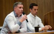 25 July 2017; Michéal Briody, Chairman, CPA, left, and Aaron Kernan, Grassroots Coordinator, CPA, during a Club Players Association Press Conference as the CPA unveil a national fixture plan and call out for the GAA to set April aside for club activity only. Campus Conference Centre, National Sports Campus, Abbotstown, in Dublin. Photo by Piaras Ó Mídheach/Sportsfile