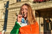 25 July 2017; Team Ireland's Lara Gillespie, from Enniskerry, Co. Wicklow, after being presented with her silver medal for second place in the women's cycling time trial, during the European Youth Olympic Festival 2017 in Gyor, Hungary. Photo by Eóin Noonan/Sportsfile