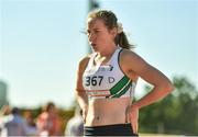 25 July 2017; Team Ireland's Molly Brown, from Castleknock, Dublin, dejected after the womens 800m race during the European Youth Olympic Festival 2017 at Olympic Park in Gyor, Hungary. Photo by Eóin Noonan/Sportsfile