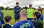 26 July 2017; Max Deegan, left, and Luke McGrath, both of Leinster, speaking to attendees during the Bank of Ireland Leinster Rugby Summer Camp at Clondalkin RFC in Dublin. Photo by Sam Barnes/Sportsfile