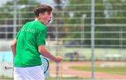 26 July 2017; Team Ireland's Conor Gannon, from Leopardstown, Dublin, celebrates after winning a point in the men's tennis singles, round 2, during the European Youth Olympic Festival 2017 at Olympic Park in Gyor, Hungary. Photo by Eóin Noonan/Sportsfile