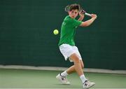 26 July 2017; Team Ireland's Conor Gannon, from Leopardstown, Dublin, competing in the men's tennis singles, round 2, during the European Youth Olympic Festival 2017 at Olympic Park in Gyor, Hungary. Photo by Eóin Noonan/Sportsfile