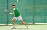 26 July 2017; Team Ireland's Conor Gannon, from Leopardstown, Dublin, competing in the men's tennis singles, round 2, during the European Youth Olympic Festival 2017 at Olympic Park in Gyor, Hungary. Photo by Eóin Noonan/Sportsfile