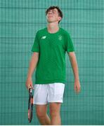 26 July 2017; Team Ireland's Conor Gannon, from Leopardstown, Dublin, dejected after losing a point in the men's tennis singles, round 2, during the European Youth Olympic Festival 2017 at Olympic Park in Gyor, Hungary. Photo by Eóin Noonan/Sportsfile