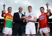 26 July 2017; Dermot Earley, Chief Executive of the GPA, presents the GAA/GPA Player of the Month award for June to Kildare footballer Daniel Flynn alongside GAA/GPA Players of the Month for May, Carlow footballer Paul Broderick, and Cork hurler Conor Lehane, at Croke Park in Dublin. Photo by Cody Glenn/Sportsfile