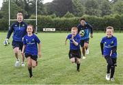 26 July 2017; Leinster players James Tracy left, and Joey Carbery with from left, Amber McDonagh, Luke Cahill and Sam Mackey during the Bank of Ireland Leinster Rugby Summer Camp at Kilkenny RFC in Kilkenny. Photo by Matt Browne/Sportsfile