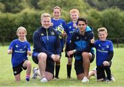 26 July 2017; Leinster players James Tracy, left, and Joey Carbery with from left, Rosa Phelan, Amber McDonagh, Luke Cahill and Sam Mackey during the Bank of Ireland Leinster Rugby Summer Camp at Kilkenny RFC in Kilkenny. Photo by Matt Browne/Sportsfile