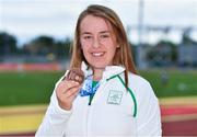 26 July 2017; Team Ireland's Jade Williams, from Baillieborough, Co. Cavan, with her bronze medal in the women's hammer throw during the European Youth Olympic Festival 2017 at Olympic Park in Gyor, Hungary. Photo by Eóin Noonan/Sportsfile