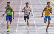26 July 2017; Team Ireland's Colin Doyle, centre, from Waterfall Cork, competing in the men's 200m, heat 3, during the European Youth Olympic Festival 2017 at Olympic Park in Gyor, Hungary. Photo by Eóin Noonan/Sportsfile