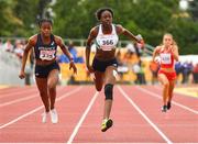 26 July 2017; Team Ireland's Rhasidat Adeleke, from Tallaght, Dublin, on her way to winning the women's 200m semi final, during the European Youth Olympic Festival 2017 at Olympic Park in Gyor, Hungary. Photo by Eóin Noonan/Sportsfile