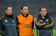 24 March 2012; Graham Geraghty, Meath selector, Tom Keague, Meath assistant manager, and Seamus McEnaney, Meath manager. Allianz Football League, Division 2, Round 6, Tyrone v Meath, Healy Park, Omagh, Co. Tyrone. Picture credit: Oliver McVeigh / SPORTSFILE