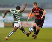 30 March 2012; Neil Harney, Bohemians, in action against Kerrea Gilbert, Shamrock Rovers. Airtricity League Premier Division, Shamrock Rovers v Bohemians, Tallaght Stadium, Tallaght, Co. Dublin. Picture credit: Tomas Greally / SPORTSFILE