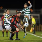 30 March 2012; Dave Mulcahy, Bohemians, in action against Billy Dennehy, right, and Gary Twigg, Shamrock Rovers. Airtricity League Premier Division, Shamrock Rovers v Bohemians, Tallaght Stadium, Tallaght, Co. Dublin. Picture credit: Tomas Greally / SPORTSFILE
