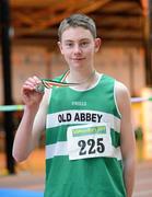31 March 2012; Winner of the Boys Under 17 High Jump David Cassen, Old Abbey Athletic Club, Co. Cork. Cassen won the event with a jump of 1.96m. Woodie’s DIY AAI Juvenile Indoor Championships of Ireland, Nenagh Indoor Arena, Nenagh, Co. Tipperary. Picture credit: Matt Browne / SPORTSFILE