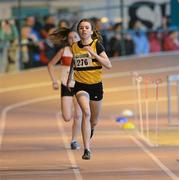 31 March 2012; Louise Shanaha, Leevale Athletic Club, Co. Cork, on her way to winning the Girls Under 16 800m at the Woodie’s DIY AAI Juvenile Indoor Championships of Ireland. Nenagh Indoor Arena, Nenagh, Co. Tipperary. Picture credit: Matt Browne / SPORTSFILE