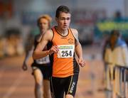 31 March 2012; Seamus Hogan, Nenagh Olympic Athletic Club, Co. Tipperary, on his way to winning the Boys Under 19 800m at the Woodie’s DIY AAI Juvenile Indoor Championships of Ireland. Nenagh Indoor Arena, Nenagh, Co. Tipperary. Picture credit: Matt Browne / SPORTSFILE