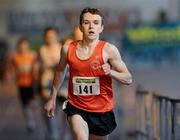 31 March 2012; Karl Griffin, Tir Chonaill Athletic Club, Co. Donegal, on his way to winning the Boys Under 18 800m during the Woodie’s DIY AAI Juvenile Indoor Championships of Ireland. Nenagh Indoor Arena, Nenagh, Co. Tipperary. Picture credit: Matt Browne / SPORTSFILE