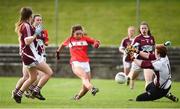 26 July 2017; Aoife Twomey of Cork sees her shot saved by Karen Connolly of Galway during the All Ireland Ladies Football Under 16 A Final match between Cork and Galway at McDonagh Park, Nenagh, Co. Tipperary. Photo by Seb Daly/Sportsfile