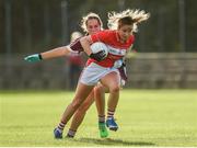 26 July 2017; Jenny Murphy of Cork in action against Aoife Coen of Galway during the All Ireland Ladies Football Under 16 A Final match between Cork and Galway at McDonagh Park, Nenagh, Co. Tipperary. Photo by Seb Daly/Sportsfile