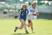 26 July 2017; Briannagh MicCraith of Waterford in action against Ruth Millet of Kildare during the All Ireland Ladies Football during the All Ireland Ladies Football Under 16 B Final match between Kildare and Waterford at John Locke Park in Callan, Co Kilkenny. Photo by Matt Browne/Sportsfile