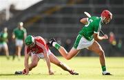 26 July 2017; John Cashman of Cork in action against Barry Nash of Limerick during the Bord Gáis Energy Munster GAA Hurling Under 21 Championship Final match between Limerick and Cork at the Gaelic Grounds in Limerick. Photo by Stephen McCarthy/Sportsfile