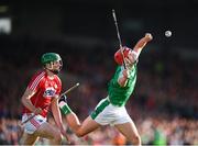 26 July 2017; Barry Nash of Limerick in action against John Cashman of Cork during the Bord Gáis Energy Munster GAA Hurling Under 21 Championship Final match between Limerick and Cork at the Gaelic Grounds in Limerick. Photo by Stephen McCarthy/Sportsfile