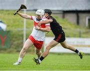 26 July 2017; Odhran McKeever of Derry in action against Mark Fisher of Down during the Bord Gáis Energy Ulster GAA Hurling U21 Championship Final match between Derry and Down at Corrigan Park in Belfast. Photo by Oliver McVeigh/Sportsfile