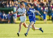 26 July 2017; Sarah Lacey of Waterford in action against Ruth Millet of Kildare during the All Ireland Ladies Football during the All Ireland Ladies Football Under 16 B Final match between Kildare and Waterford at John Locke Park in Callan, Co Kilkenny. Photo by Matt Browne/Sportsfile