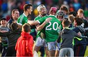 26 July 2017; Cian Lynch and his Limerick team-mate Lorcan Lyons, 20, celebrate following the Bord Gáis Energy Munster GAA Hurling Under 21 Championship Final match between Limerick and Cork at the Gaelic Grounds in Limerick. Photo by Stephen McCarthy/Sportsfile
