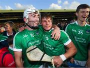 26 July 2017; Aaron Gillane, left, and Andrew La Touche Cosgrave of Limerick celebrate following the Bord Gáis Energy Munster GAA Hurling Under 21 Championship Final match between Limerick and Cork at the Gaelic Grounds in Limerick. Photo by Stephen McCarthy/Sportsfile