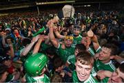 26 July 2017; Limerick players celebrates their side's victory following the Bord Gáis Energy Munster GAA Hurling Under 21 Championship Final match between Limerick and Cork at the Gaelic Grounds in Limerick. Photo by Stephen McCarthy/Sportsfile