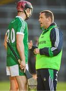 26 July 2017; Limerick manager Pat Donnelly speaks with Lorcan Lyons during the Bord Gáis Energy Munster GAA Hurling Under 21 Championship Final match between Limerick and Cork at the Gaelic Grounds in Limerick. Photo by Stephen McCarthy/Sportsfile