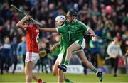 26 July 2017; Paudie Ahern of Limerick celebrates with team-mate Aaron Gillane as he goes to commiserate with Cork captain Darren Browne at the final whistle after the Bord Gáis Energy Munster GAA Hurling Under 21 Championship Final match between Limerick and Cork at the Gaelic Grounds in Limerick. Photo by Diarmuid Greene/Sportsfile