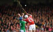 26 July 2017; Tim O'Mahony of Cork and Dan Joy of Limerick during the Bord Gáis Energy Munster GAA Hurling Under 21 Championship Final match between Limerick and Cork at the Gaelic Grounds in Limerick. Photo by Stephen McCarthy/Sportsfile