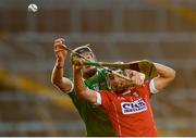 26 July 2017; Paul Leopold of Cork and Conor Boylan of Limerick during the Bord Gáis Energy Munster GAA Hurling Under 21 Championship Final match between Limerick and Cork at the Gaelic Grounds in Limerick. Photo by Stephen McCarthy/Sportsfile