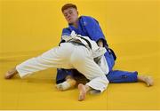 27 July 2017; Team Ireland's Bearach Gleeson, from Collins Avenue West, Dublin, competing in the men's -73kg judo, round 1, against Levan Psuturi of Georgia during the European Youth Olympic Festival 2017 at Olympic Park in Gyor, Hungary. Photo by Eóin Noonan/Sportsfile